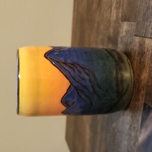 Beautiful mountain sunset studio pottery mug